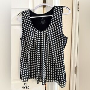 New York & Company Black and White Polka Dot Tank Top